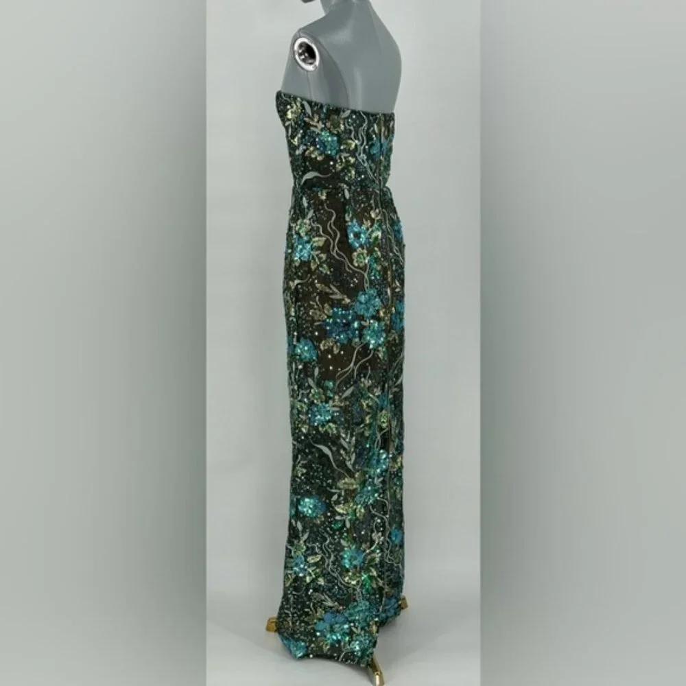 🆕 BRONX & BANCO 🧿 NWOT Dahlia Maxi Dress, Teal Floral Multi - Sz L US 8